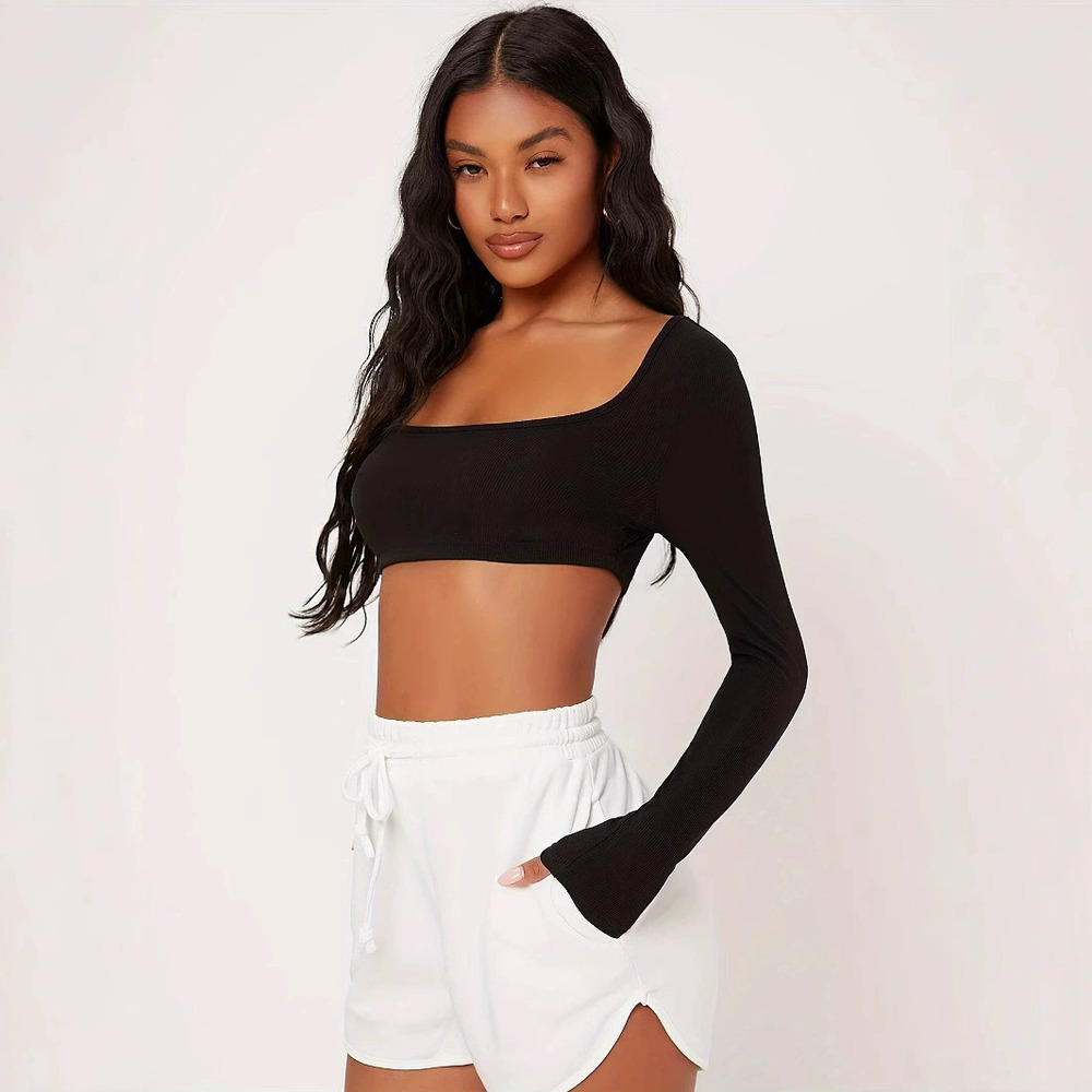 ZARA Womens Skin Feel Long Sleeve Yoga Top Tight